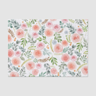 Elegant Watercolor Roses and Branches  Tissue Paper