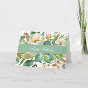 Elegant Watercolor Roses and Eucalyptus Card