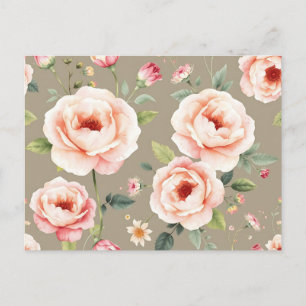 Elegant Watercolor Roses and Wildflowers Postcard