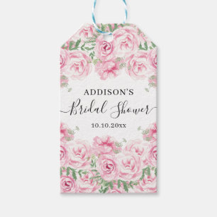 Elegant Watercolor Roses Bridal Shower Gift Tags