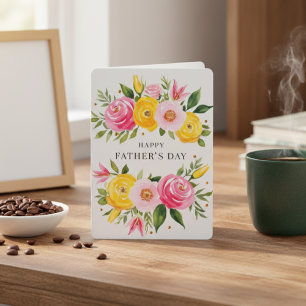 Elegant Watercolor Roses Happy Father's Day Card