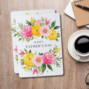  Elegant Watercolor Roses Happy Father's Day Card
