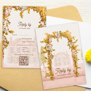 Elegant Watercolor Rustic Garden Arch Wedding RSVP Card
