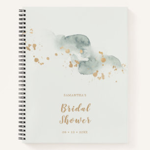 Elegant Watercolor Sage Gold Bridal Shower Notebook