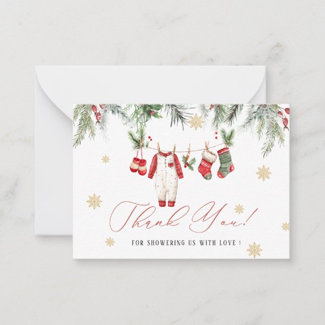 Elegant Watercolor Santa baby christmas Baby showe Card (Front)