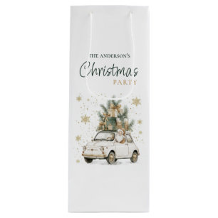 Elegant Watercolor Santa Christmas Party  Wine Gift Bag