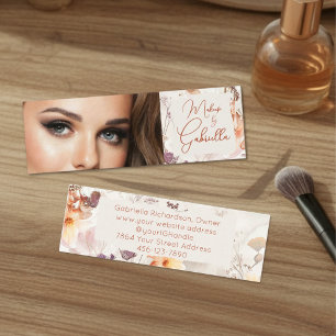 Elegant Watercolor Script Photo Makeup Mini Business Card