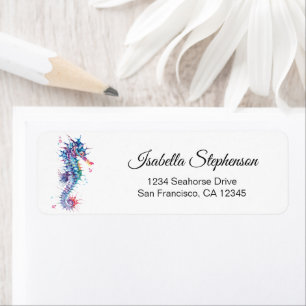 Elegant Watercolor Seahorse Return Address