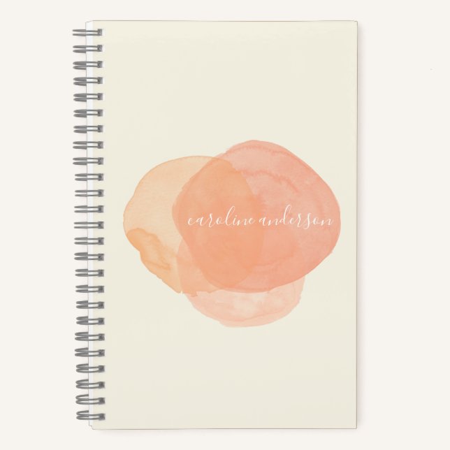 Elegant Watercolor Shapes in Peach Personalized  Notebook (Front)