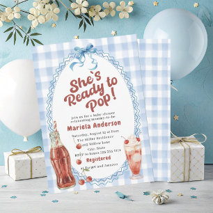 Elegant Watercolor she is ready to pop  Baby Showe Invitation