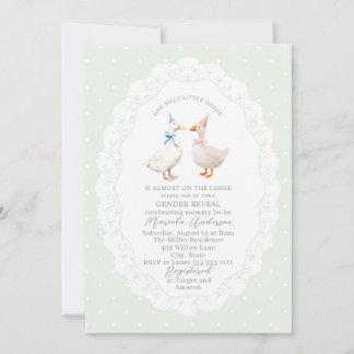 Elegant Watercolor Silly Goose gender reveal Baby  Invitation