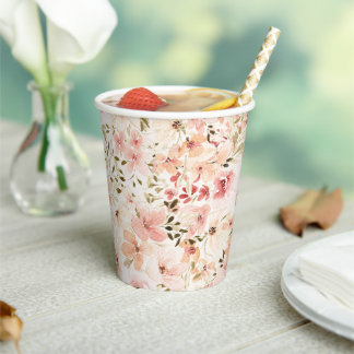 Elegant Watercolor Small Florals Paper Cups