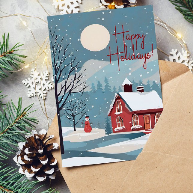 Elegant Watercolor Snowfall Festive Joy Christmas Holiday Card (Creator Uploaded)