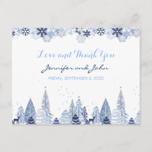 Elegant Watercolor Snowflakes Winter Wedding Postcard
