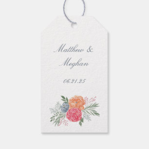 Elegant Watercolor Spring Bouquet Wedding Favour Gift Tags
