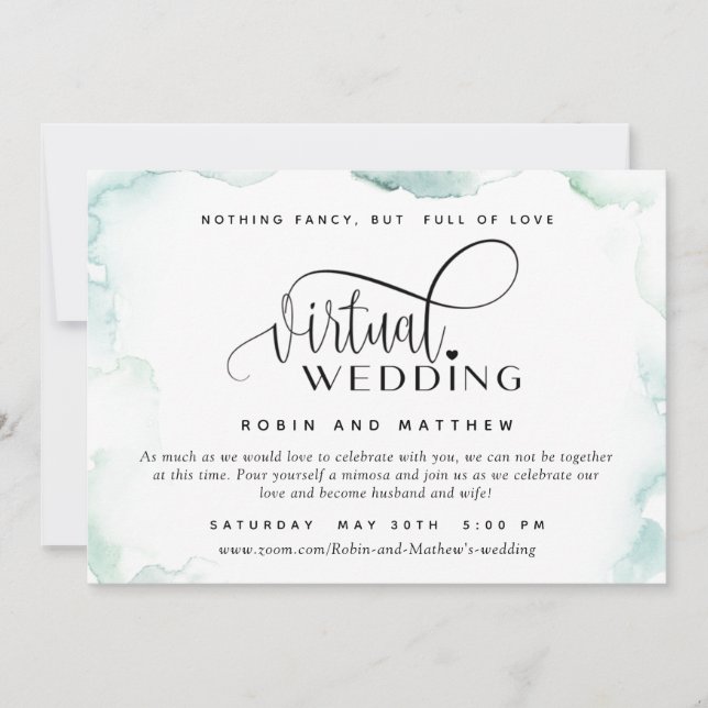 Elegant Watercolor Stains, Online Virtual Wedding Invitation (Front)