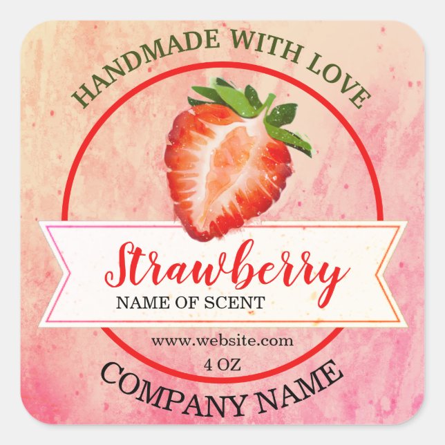 Elegant Watercolor Strawberry Jam   Square Sticker (Front)