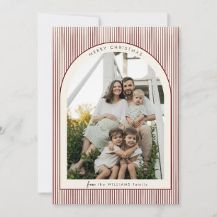 Elegant Watercolor Striped Photo Holiday Card