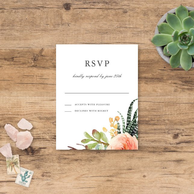 Elegant Watercolor Succulent RSVP | Wedding Reply Card (Creator Uploaded)