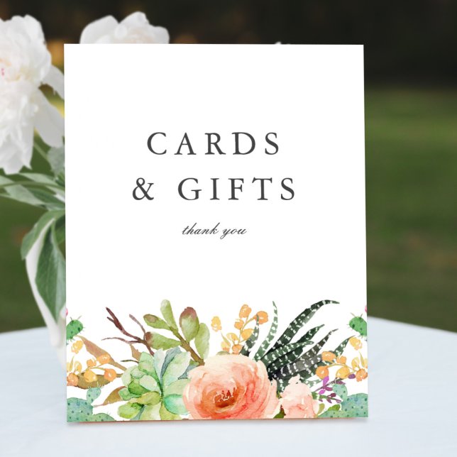 Elegant Watercolor Succulent Wedding Gifts Sign (Creator Uploaded)