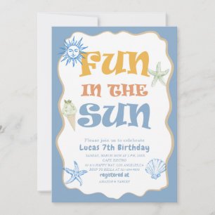 Elegant Watercolor Summer Fun in the sun 7th Birt Invitation