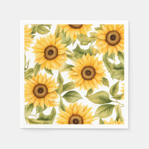 Elegant Watercolor Sunflower Napkin