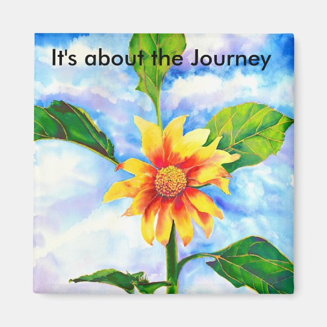 Elegant watercolor Sunflower painting  Magnet (Front)