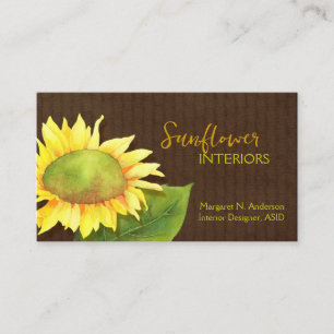 Elegant Watercolor Sunflower Unique Business Card