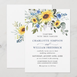 Elegant Watercolor Sunflowers Eucalyptus Wedding Invitation