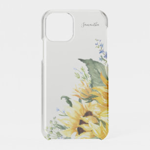 Elegant Watercolor Sunflowers Floral Personalized iPhone 11 Pro Case