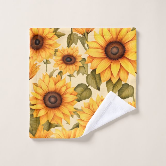 Elegant Watercolor Sunflowers Wash Cloth (Wash Cloth)