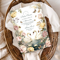 Elegant Watercolor Swans Baby Shower