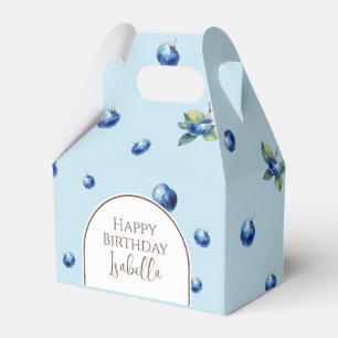 Elegant Watercolor Sweet Blue Berry Happy Birthday Favor Box