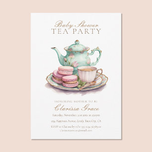Elegant Watercolor Tea Party Baby Shower Invitation