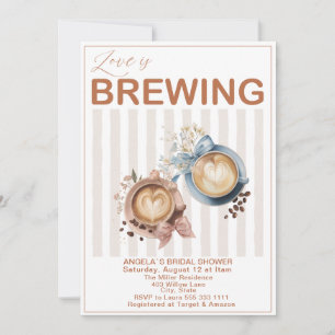 Elegant Watercolor Tea Party Love is Brewing Brid Invitation
