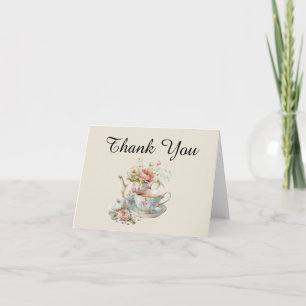 Elegant Watercolor Tea Party Thank You Card