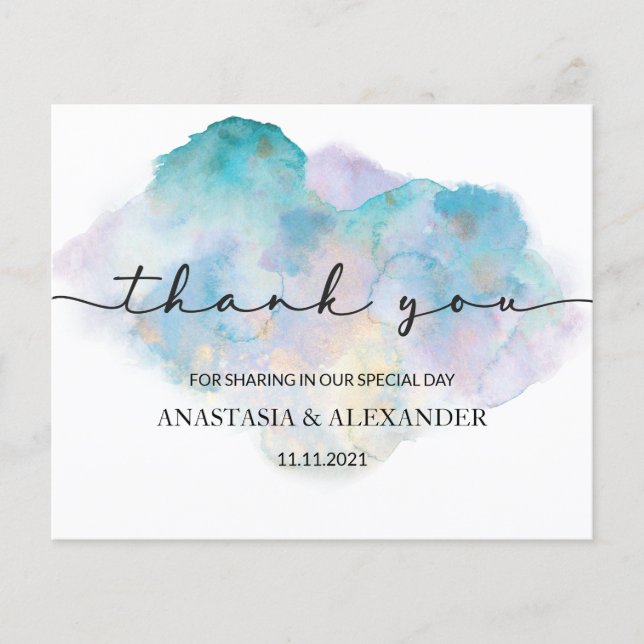Elegant watercolor Thank You Card. Flyer (Front)