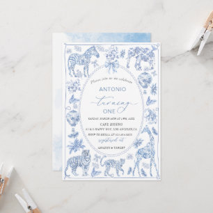 Elegant  Watercolor Toile Safari Chinoiserie anima Invitation