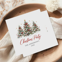 Elegant Watercolor Tree Christmas Party