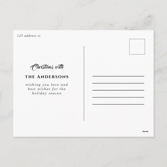 elegant watercolor tree christmas with holidays  h holiday postcard (Back)