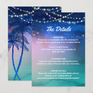 Elegant Watercolor Tropical Beach Wedding Enclosure Card