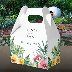 Elegant Watercolor Tropical Floral Wedding Favor Box
