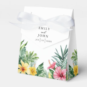 Elegant Watercolor Tropical Floral Wedding Favor Box