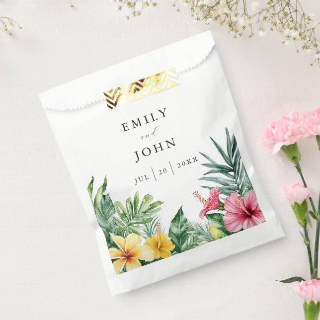 Elegant Watercolor Tropical Floral Wedding Favour Bag (Sealed)