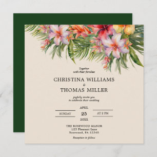 Elegant Watercolor Tropical Wedding Invitation