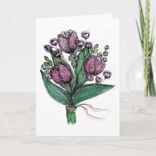 Elegant Watercolor Tulip Bouquet Floral Greeting C Card