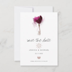 Elegant Watercolor Tulip Flower Heart Wedding Save The Date