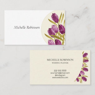Elegant Watercolor Tulip Flowers Professional Business Card