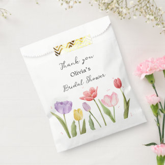 Elegant Watercolor Tulips Bridal Shower Favour Bag