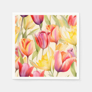 Elegant Watercolor Tulips Napkin